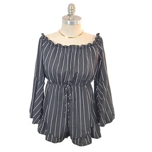 Shein Romper Black / White Stripe Women's Size Large